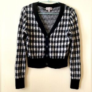 J.Crew Gingham checkered plaid 100% cashmere cropped cardigan XS